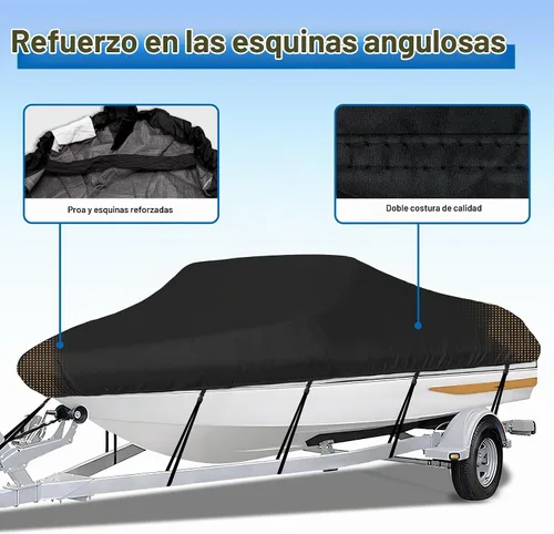 Vista 5 de iCOVER - Funda para lancha remolcable, resistente, impermeable, lona, grado marino, apta para lanchas de pesca y esquí, V-Hull, de 14-16 pies