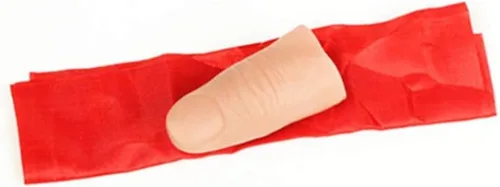 Vista 3 de Zittop Paquete de 2 trucos de magia de seda falsa con punta de pulgar (2 puntas para el pulgar, 2 pañuelos, rojo, pequeño de 2 pulgadas o 1.969 in)