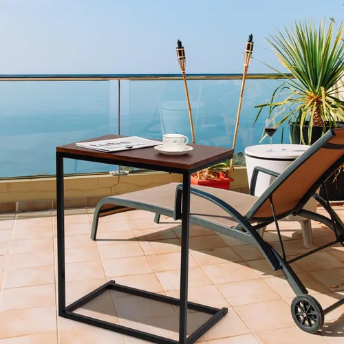 Vista 4 de Tangkula soporte para laptop, mesa portátil de extremo para sofá, mobiliario de oficina y hogar.