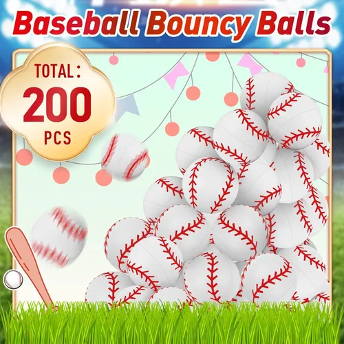 Vista 3 de Deekin 200 pelotas inflables de béisbol a granel de 0.98 pulgadas, mini pelotas de goma para rebotar, recuerdos de fiesta deportiva para niños