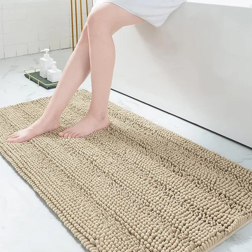 Vista 91 de Grandaily Alfombras de baño de felpilla a rayas de 24 x 16 pulgadas, extra gruesas y suaves, absorbentes, parte trasera de goma, alfombra de ducha
