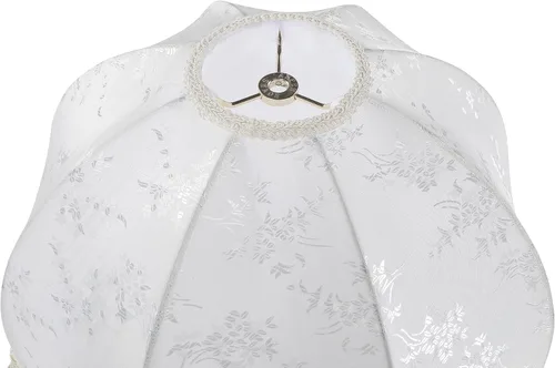 Vista 4 de Aspen Creative 34524 pantalla de lámpara de araña de cúpula con volutas cosidas a mano en color beige con tela texturizada jacquard con flecos, 4