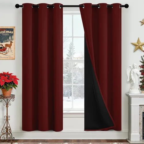 Vista 93 de Yakamok Cortinas negras, cortinas de ventana con aislamiento térmico y eficiencia energética para dormitorio, cortinas opacas completas y cortinas