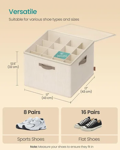 Vista 4 de SONGMICS Organizador de zapatos para armario, caja organizadora de zapatos de tela con divisores ajustables, compartimentos de almacenamiento