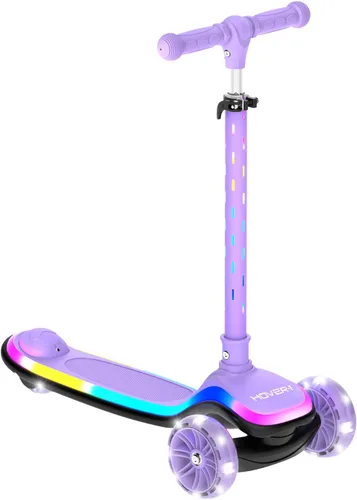 Vista 6 de Hover-1 Chroma Folding Kick Scooter for Kids with Multicolor Wheel Lights, 3” Front Wheels, Rear Foot Brake, and 110 LB Weight Capacity Negro
