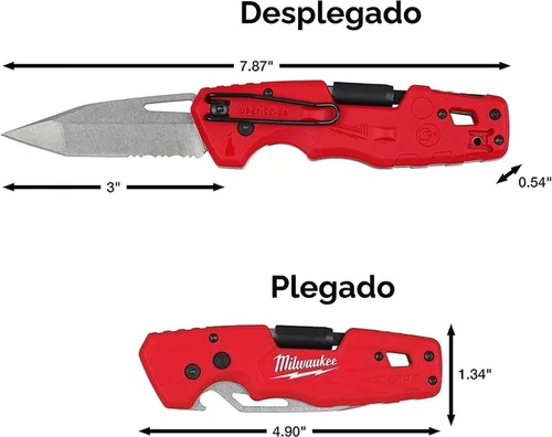 Vista 3 de Milwaukee FASTBACK - Navaja plegable con hoja multifuncional, rojo y negro