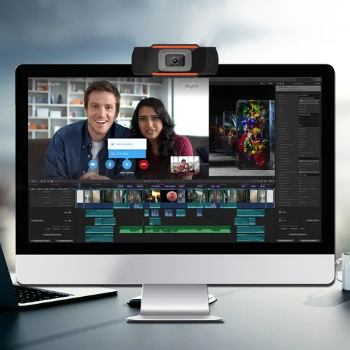 Vista 6 de Cámara web HD de 480P con micrófono, gran angular de 110°, para videoconferencias, grabación de videollamadas, cámara web de PC USB para PC, cámaras