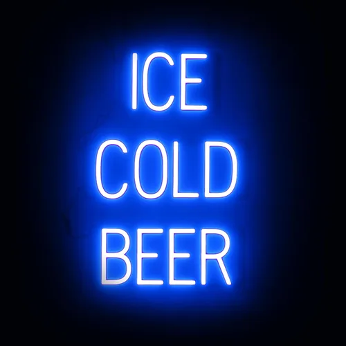Vista 47 de SpellBrite Letrero de cerveza fría Letrero relacionado con la cerveza con aspecto de neón, fuente de luz LED verde 16.8 x 15.0 pulgadas