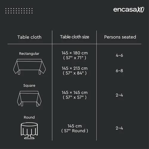 Vista 6 de Encasa XO Mantel de comedor – 57 pulgadas – Redondo (4.7 pies) para 4 plazas Algodón, lavable a máquina, mantel redondo Manteles para bodas