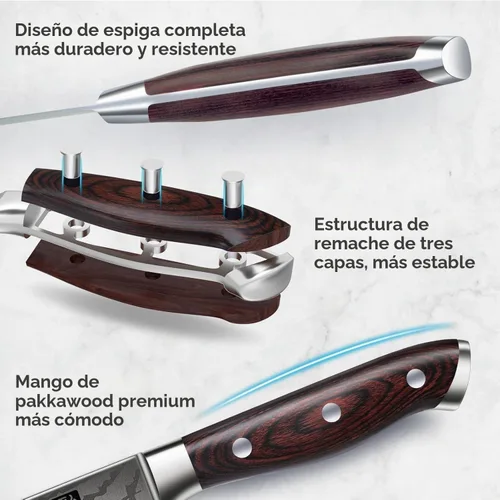 Vista 4 de Juego de cuchillos 16 piezas, cuchillo de cocina japonés con bloque