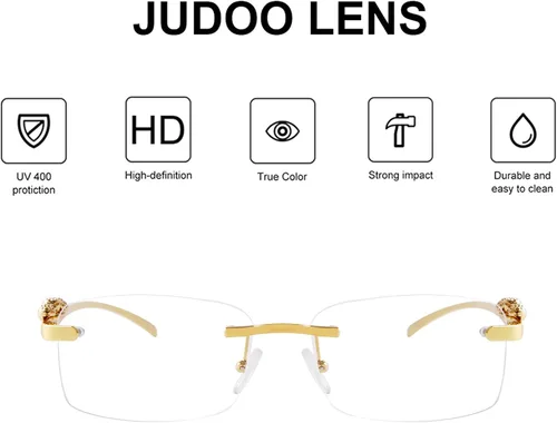 Vista 3 de JUDOO Retro Rimless Rectangle Sunglasses for Men Women Trendy Frameless Tinted Lens Eyewear