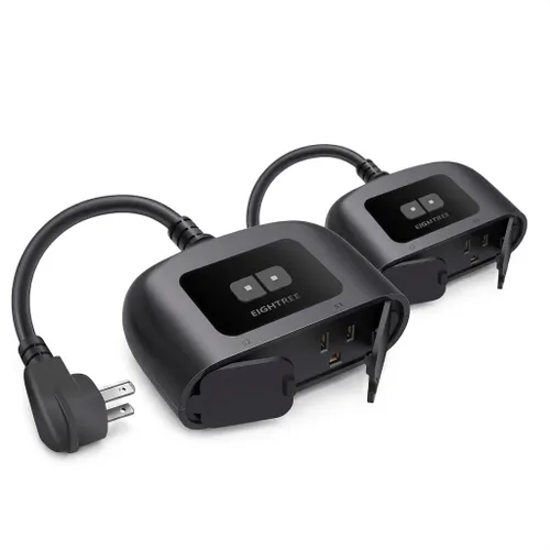 Vista 9 de EIGHTREE Enchufe inteligente para exteriores impermeable IP44, tomacorriente inteligente con 2 salidas controladas independientemente, compatible