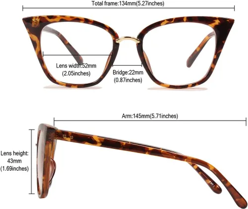 Vista 6 de Beison Lente clara del marco de las gafas de la moda de la MOD del ojo del gato para mujer