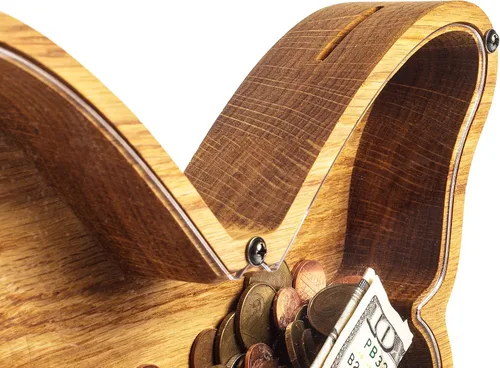 Vista 8 de BUTTERFLY - Alcancía para niños y niñas, caja de dinero personalizada para niños, ahorro de monedas de madera, idea de regalo perfecta