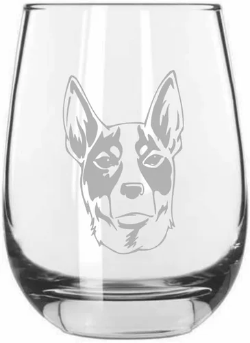 Vista 488 de Shar Pei (chino) - Vaso de vino sin tallo grabado para perro, 15.25 onzas