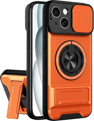 Vista 31 de Dssairo Funda para iPhone 15 con anillo magnético de rotación de 360° compatible con carcasa MagSafe Slide para cámara, soporte plegable, funda Negro