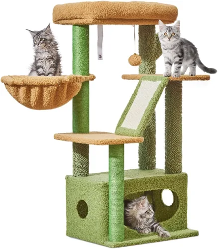Vista 17 de Taoqimiao - Árbol para gatos, torre de 38.5 pulgadas para gatos de interior, adecuada para gatitos con lujoso condominio para gatos con cestas