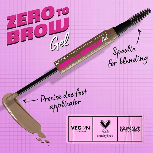 Vista 2 de NYX PROFESSIONAL MAKEUP Zero to Brow, gel de cejas de larga duración, rubio ceniza