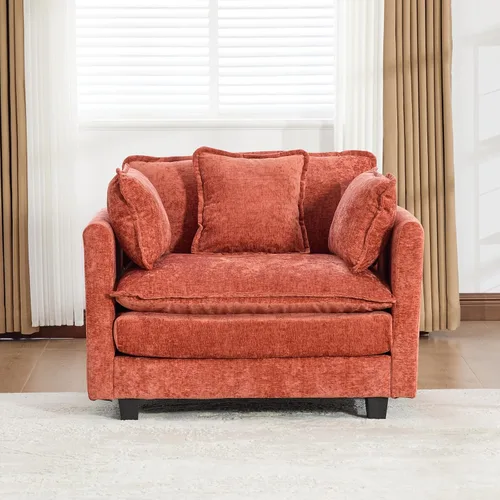 Vista 233 de Sofá seccional modular verde de 111.5", sofás seccionales grandes de 3 plazas para sala de estar, sofá nube oversized de tela chenille con otomana