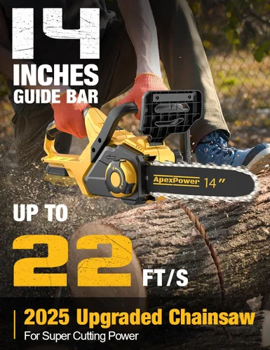 Vista 3 de Motosierra eléctrica sin escobillas de 14 pulgadas inalámbrica para batería Dewalt de 20 V, motosierra compacta con engrasador automático, retroceso