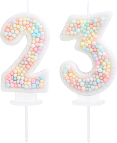 Vista 37 de Vela de Cumpleaños Número 0 Macarrón con Purpurina 3D Número 0 Vela Adorno para Pastel para Cumpleaños Boda Aniversario Fiesta Temática Dulce Pastel