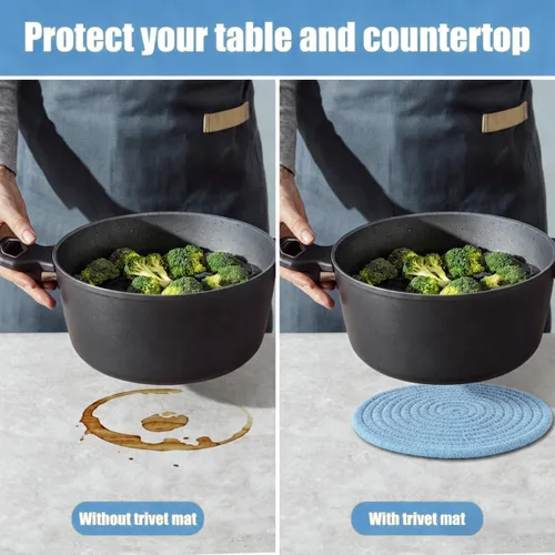 Vista 3 de Salvamanteles para platos calientes, almohadillas calientes para cocina, salvamanteles de 7 pulgadas para ollas y sartenes calientes, soportes