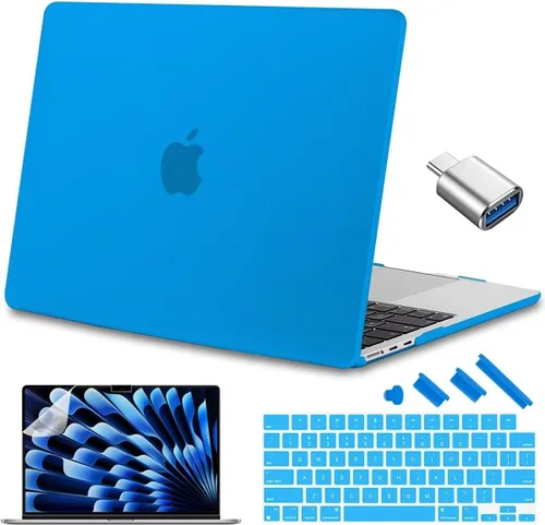 Vista 25 de Compatible con MacBook Air de 15 pulgadas M2 M3 versión 2023 2024, funda rígida de plástico, funda de teclado y protector de pantalla y adaptador