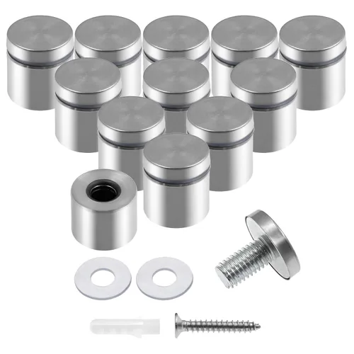 Vista 47 de Luomorgo 12 piezas tornillos separadores de acero inoxidable de 1" x 1", herrajes de montaje para letreros de pared, separadores de vidrio