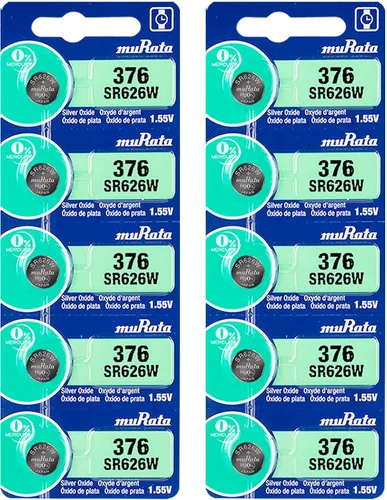 Vista 8 de Murata 376 SR626W Batería 1.55V Celda de botón de reloj de óxido de plata - Sustituye a Sony 376 (2 baterías)