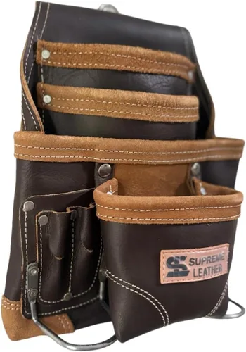 Vista 4 de Bolsa de herramientas de cuero Supreme Leather para construcción, bolsa de herramientas de carpintero, bolsa para electricista 10 bolsillos, 2