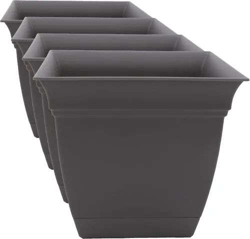 Vista 107 de The HC Companies, Eclipse - Maceta cuadrada de 12 pulgadas, con platillo, maceta para sembrar flores, verduras y hierbas en interiores y exteriores