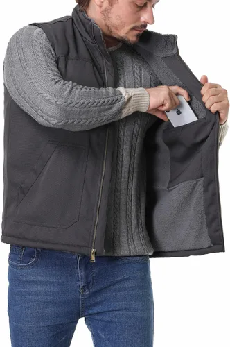 Vista 3 de MOERDENG Chaleco de cuello alto falso con forro polar lavado de pato lavado para hombre