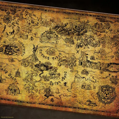 Vista 5 de The Legend of Zelda Hyrule Map - Rompecabezas de 1000 piezas Rompecabezas coleccionable con mapa estilizado de Hyrule de los videojuegos The
