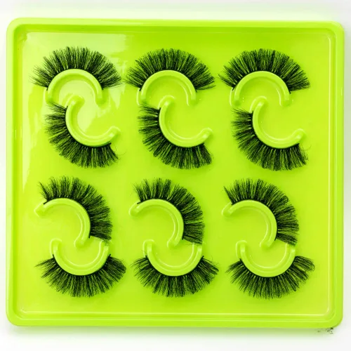 Vista 4 de Paquete de 6 pares de pestañas postizas esponjosas de imitación natural de visón sintético 3D (3DQG-115)