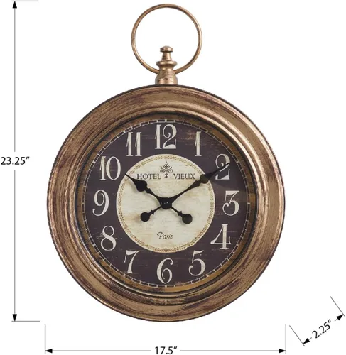 Vista 4 de Monarch Specialties I 9092 Relojes, redondo de 18 pulgadas, reloj de pared, marrón antiguo, tradicional