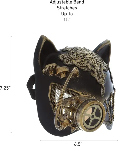 Vista 2 de Steampunk Orejas Ojo Máscara Robot Monóculos Disfraz - Oro