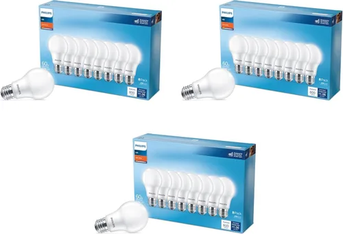 Vista 12 de PHILIPS LED 40W A19 4-Pack Basic Soft White (2700K) 450 Lumen (6.5W = 40W) Frosted Flicker-Free Light Bulbs