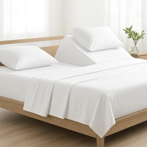 Vista 23 de NON Sticky cotton Juego de sábanas de 4 piezas para cama ajustable con números de sueño, 100% algodón egipcio, cabezal flexible de 34 pulgadas, se