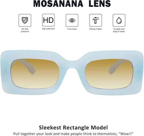 Vista 4 de mosanana Gafas de sol rectangulares de moda para mujeres y hombres, modelo Trimble