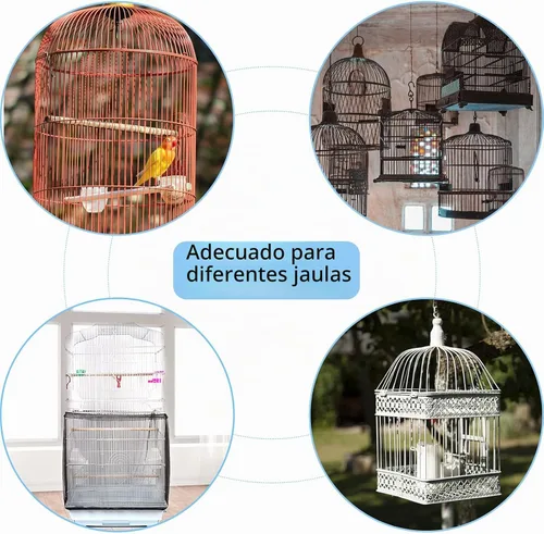 Vista 5 de Daoeny Funda universal para jaula de pájaros, red ajustable de nailon suave y aireado, atrapa semillas de plumas, falda transparente para jaulas