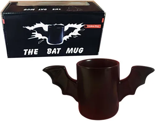 Vista 3 de Taza de café de cerámica formada murciélago creativo, tazas de agua con diseños peculiares, tazas de té de moda (murciélago)