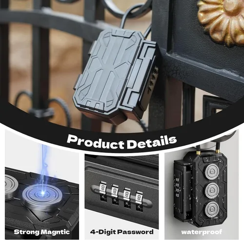 Vista 4 de Caja de Seguridad Magnética para Llaves, Porta Llaves Magnético Bajo el Coche, Gabinetes Magnéticos para Llaves, Porta Llaves Magnético, Ocultador