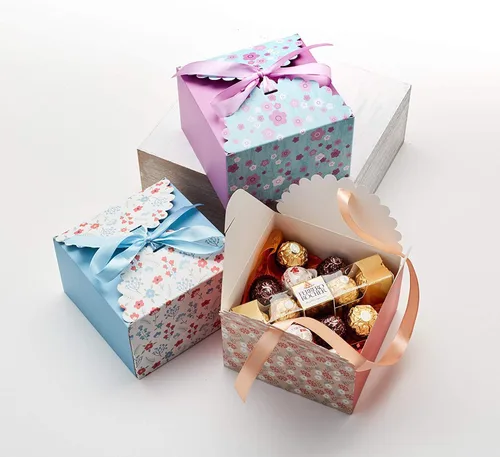 Vista 9 de Cajas de regalo pequeñas florales con tapas y cintas (paquete de 20) cajas decorativas vacías de 5.8 x 3.7 pulgadas para regalo, productos Estándar