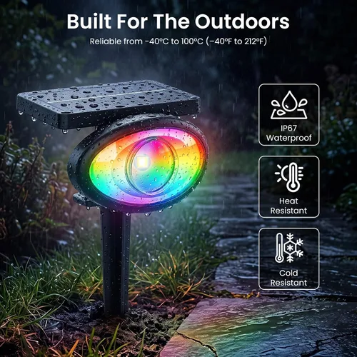 Vista 6 de Luces solares IP67 impermeables para exteriores, 2CCT y luces de paisaje