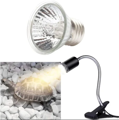 Vista 6 de Bombilla de reptil UVA UVB de 50 W, luz solar de espectro completo, lámpara solar de espectro completo, accesorios para tanque de tortuga