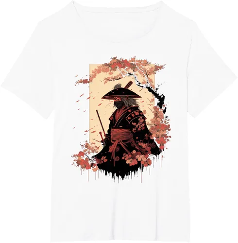 Vista 106 de Camiseta estética vintage samurái de arte japonés samurái retro cereza, Negro