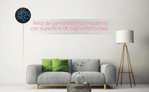 Vista 6 de Reloj de pared digital con pantalla LED grande, fecha, temperatura, brillo automático Pequeño reloj [ENCHUFE] Reloj de pared eléctrico moderno