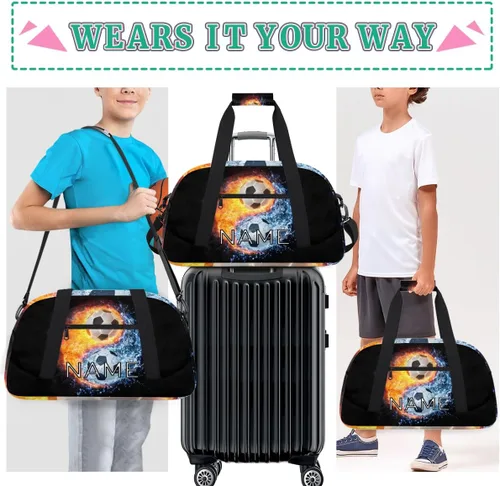Vista 6 de Bolsa de lona personalizada para niños y niñas, para viajes, fútbol, Yin Yang, Tai Chi, pequeña bolsa deportiva para gimnasio, bolsa de mano