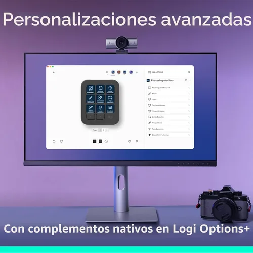 Vista 5 de Logitech MX Creative Console, 9 teclas LCD personalizables, accesorios Stream Deck, dial de control para diseño gráfico, Adobe, Zoom, Spotify