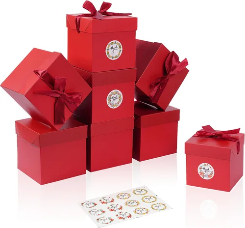 Vista 3 de Elephant-package Paquete de 12 cajas de regalo pequeñas con tapas, cajas de regalo rojas con cinta para Navidad, día de San Valentín, embalaje